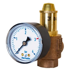 Nouveau ???? THERMADOR Soupape De Sécurité Bronze 3 Bar-139kW+manomètre-Femelle 1/2 ????